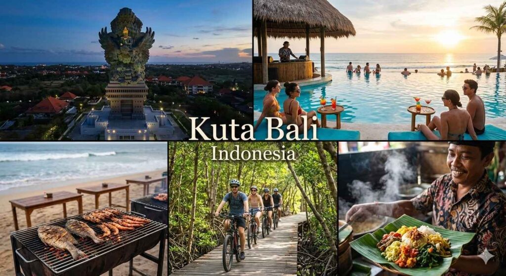 Jimbaran fish market BBQ seafood dinner beachfront dining near Kuta