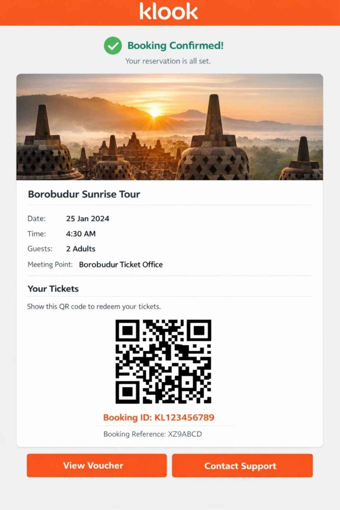 Borobudur Sunrise Tour Ticket using Klook app