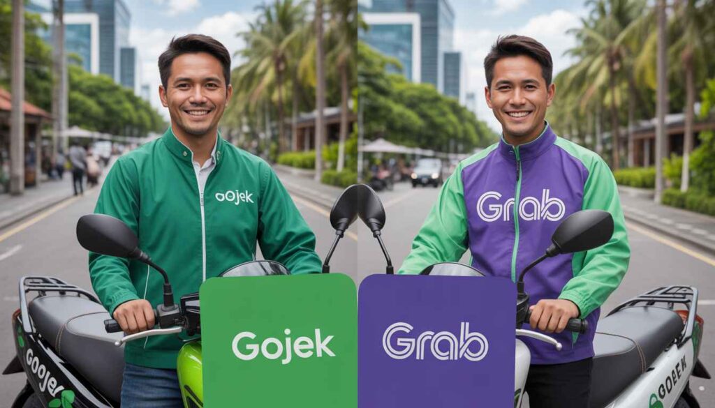Comparison chart between Gojek and Grab ride-hailing apps Indonesia
