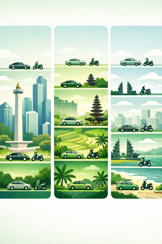Grab car and bike pricing comparison chart for Indonesian cities