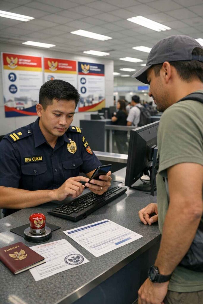 IMEI registration process for Indonesia tourists at customs counter