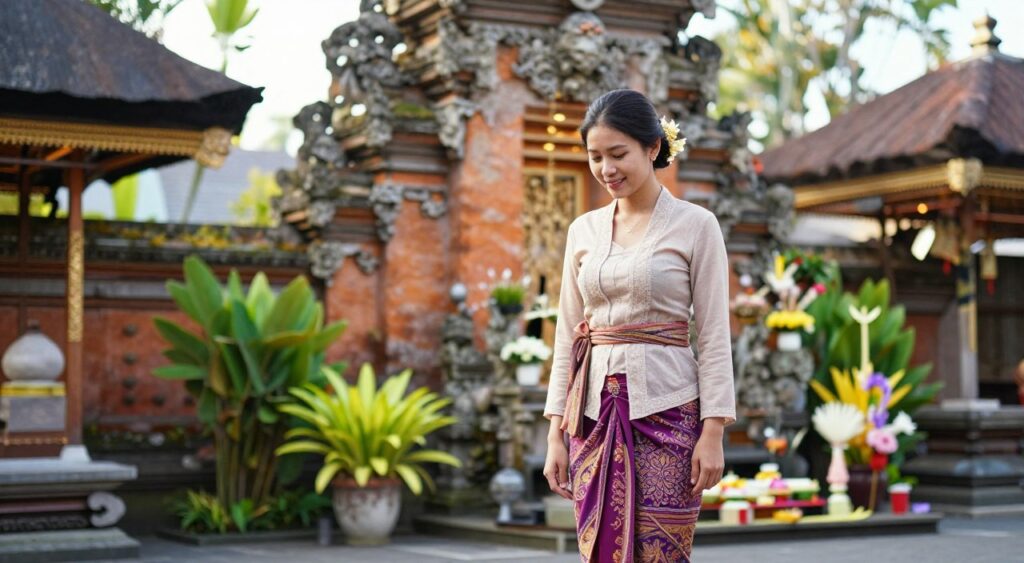 Modest temple visit attire with sarong Modest temple visit attire with sarong