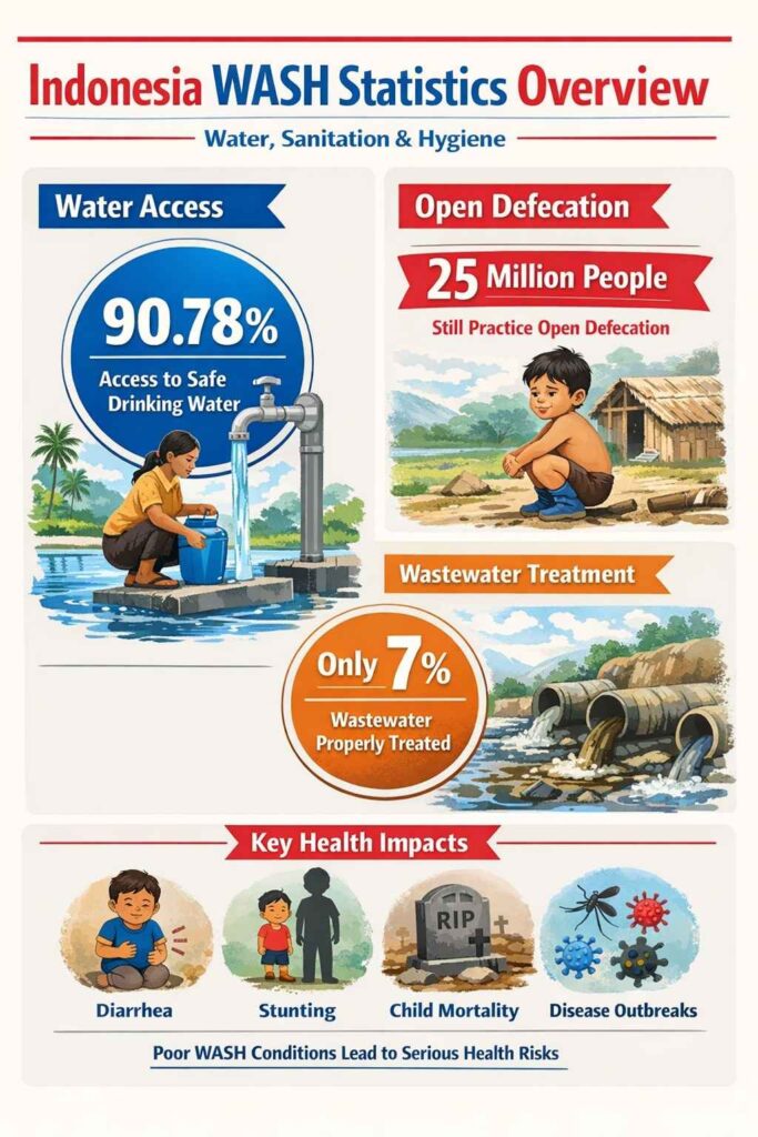 infographic showing Indonesia WASH statistics overview