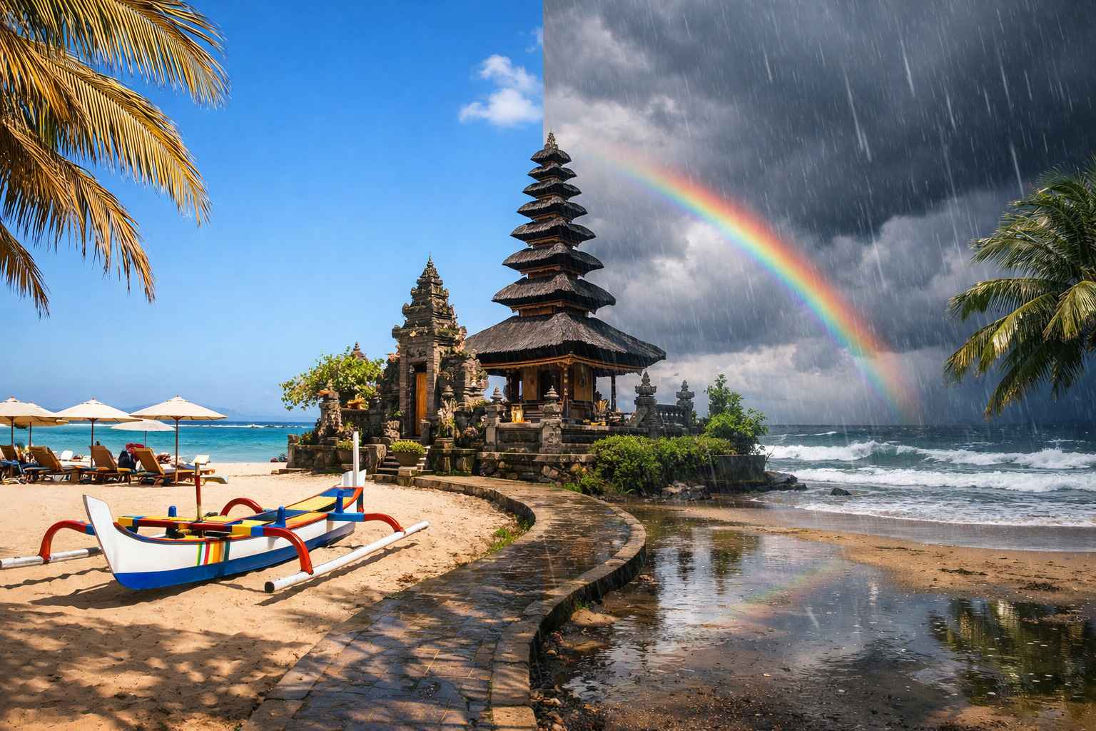 Best time to visit bali month by month - Bali weather comparison chart showing dry season versus wet season patterns