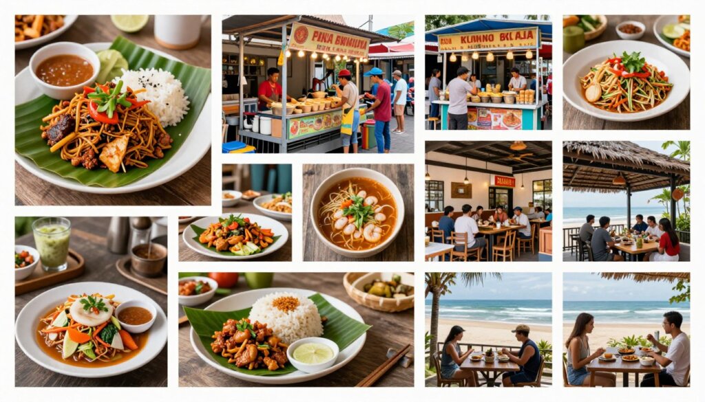 Diverse food experiences available on a Foodie's Tour of Kuta
