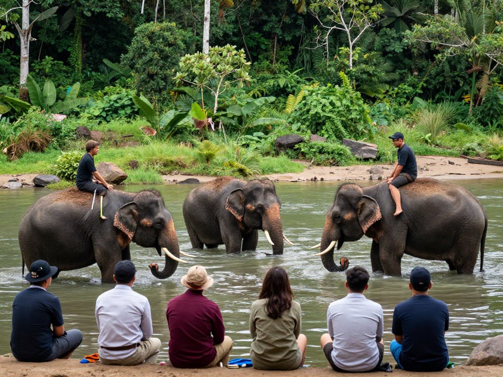 Ethical elephant encounters at Tangkahan conservation center