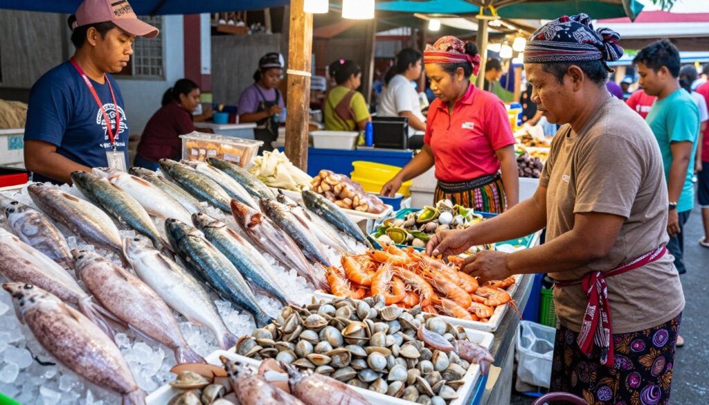 Fresh seafood selection at market during Foodie's Tour of Kuta