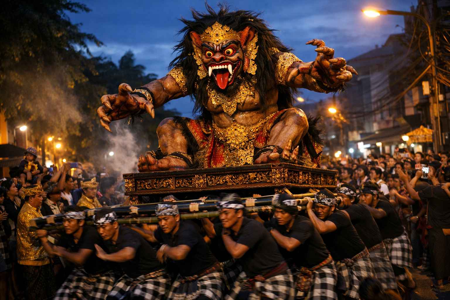 Major balinese hindu holidays, Ogoh-ogoh demon effigies carried before Nyepi Day of Silence