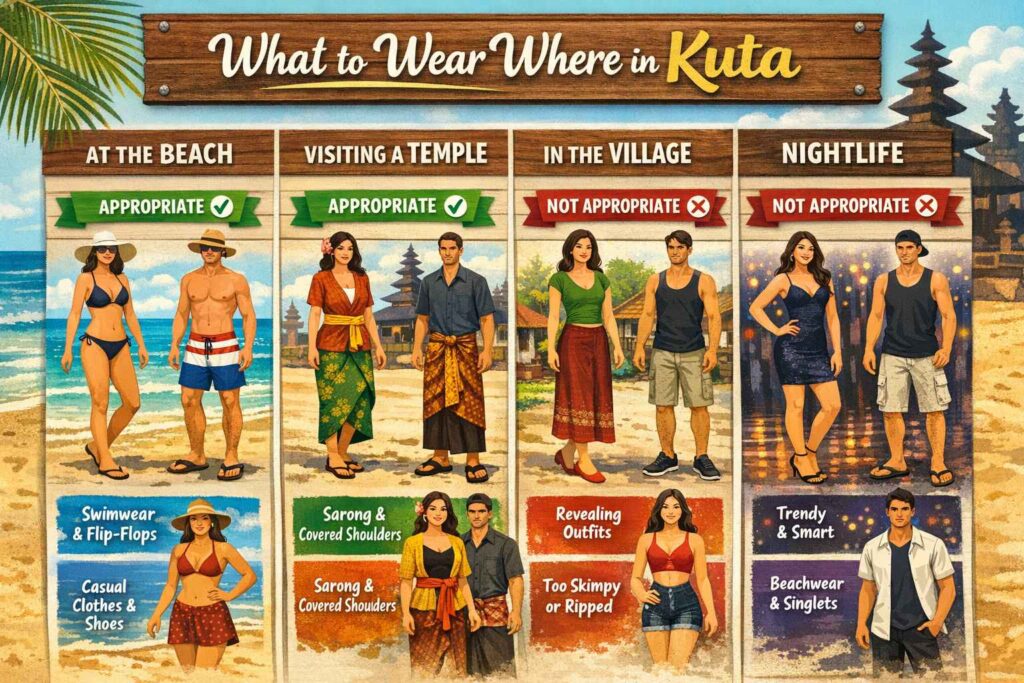 What to Wear Where in Kuta infographic