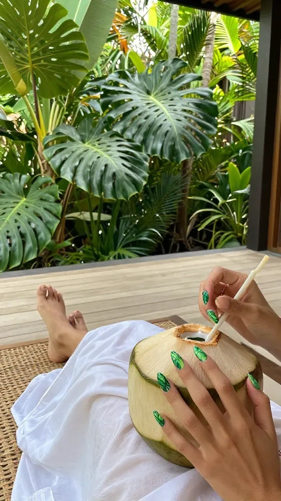 Tropical Green Leaf Pattern