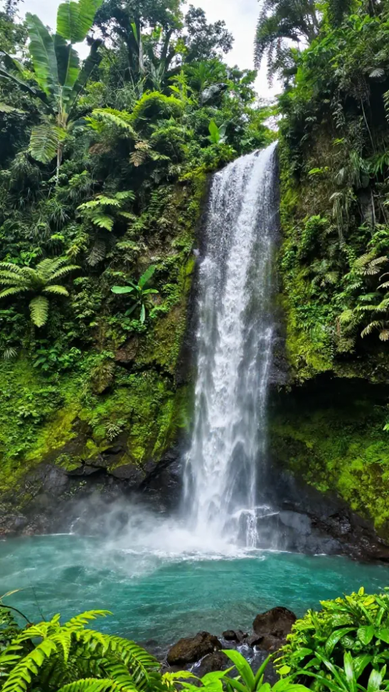 Waterfall Flow and Jungle Greenery