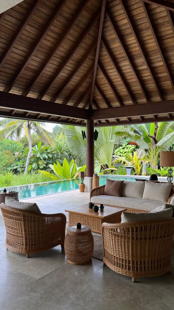 Bali villa interior, Open Air Living Room Layouts