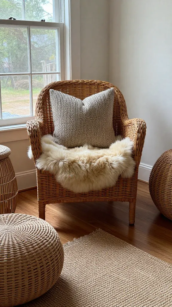 Layered Textures with Wicker Chairs