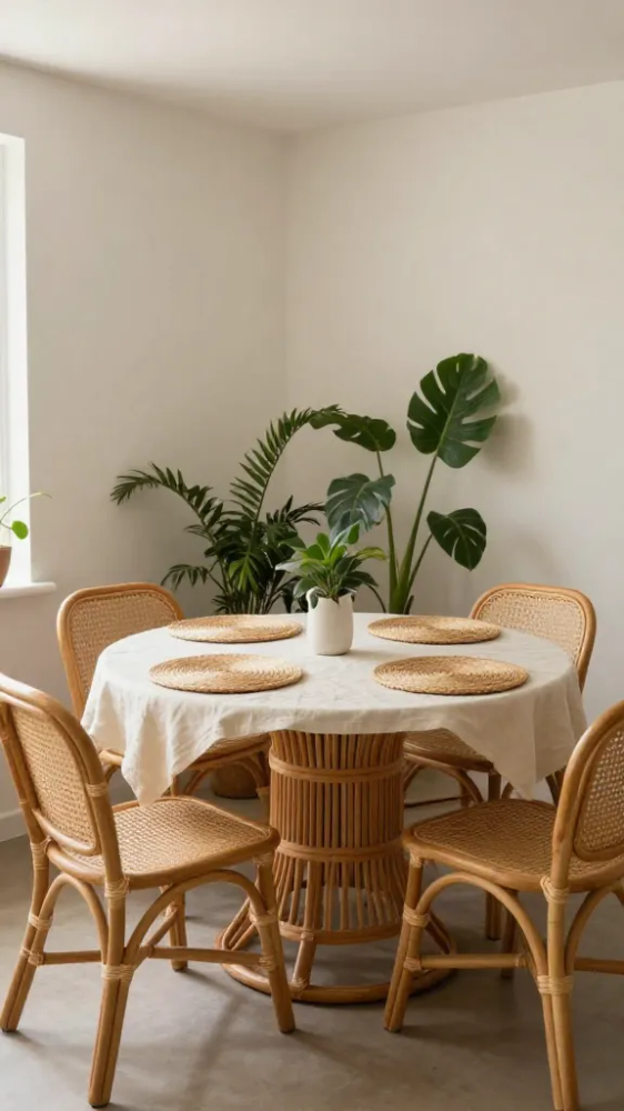 Round Rattan Table for Cozy Dining