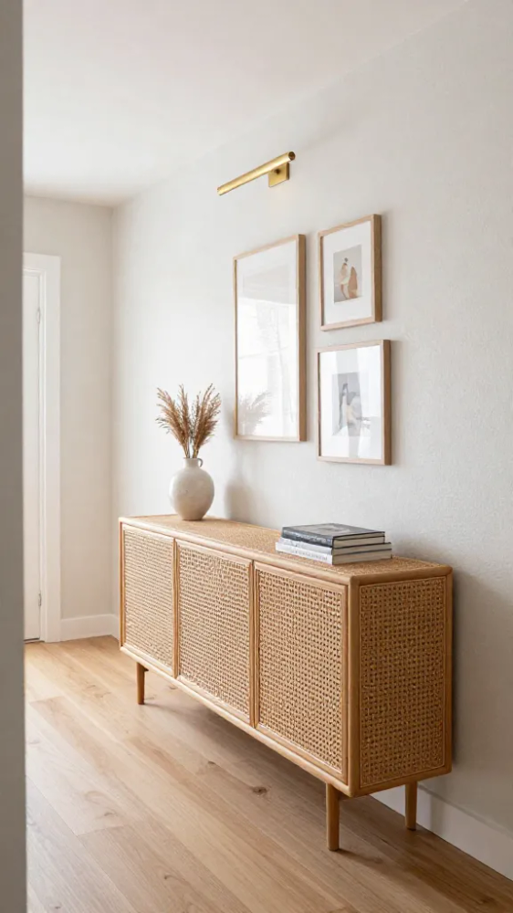 Sleek Rattan Sideboards for Narrow Hallways