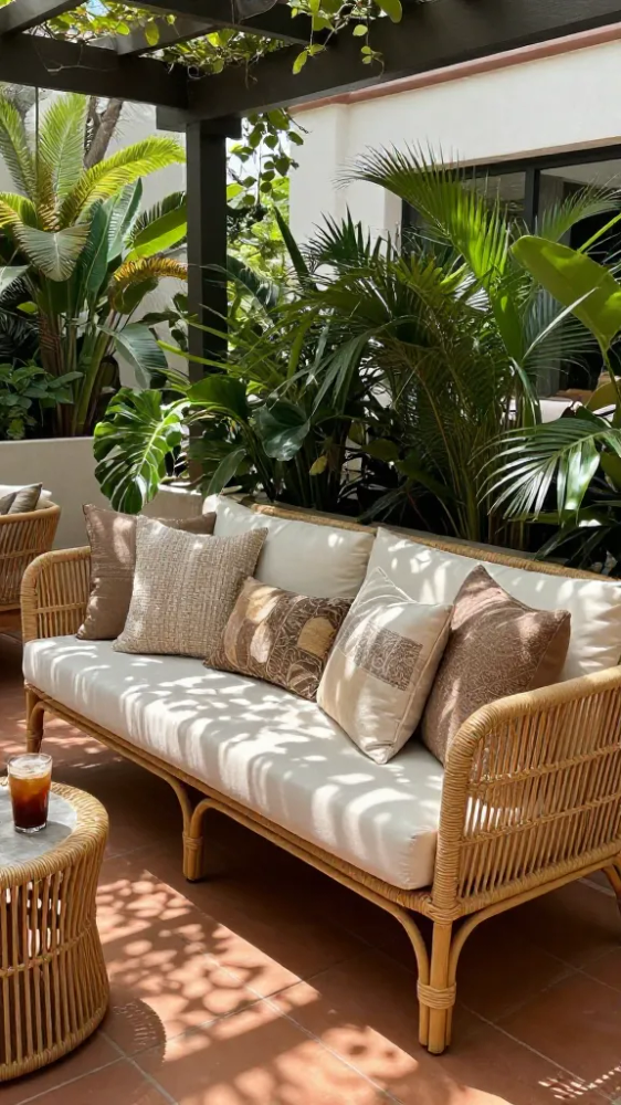 Outdoor Rattan Benches for Patio Spaces