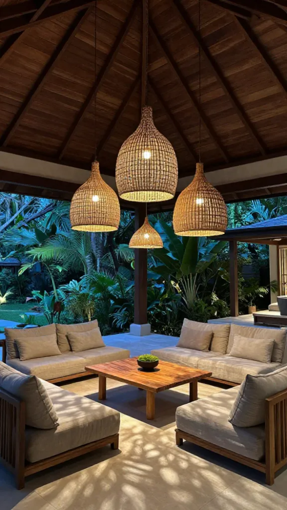 13 Design Secrets of a Bali Aesthetic Villa 6 Woven Rattan Lighting Fixtures