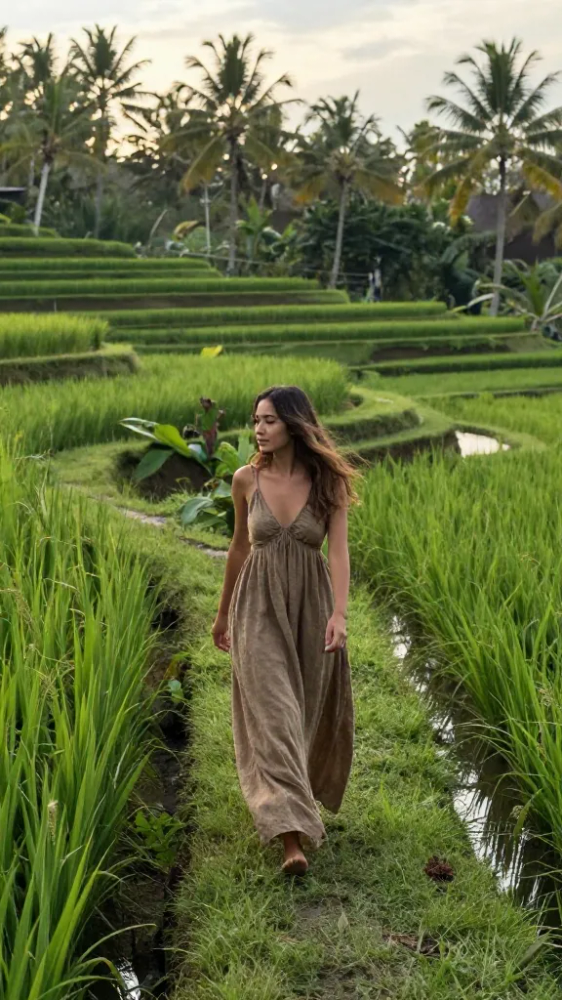 Linen Maxi Dresses for Rice Field Strolls