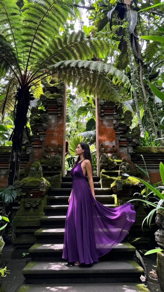 Flowy Purple Chiffon Gown