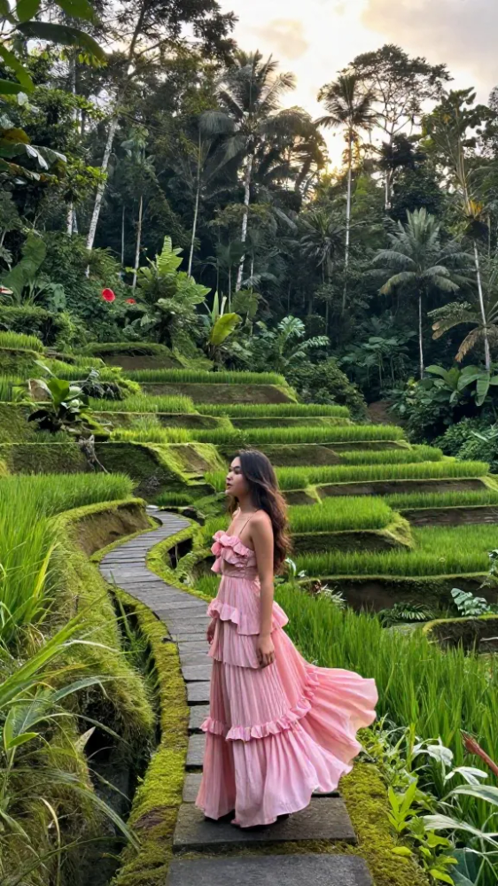 Soft Pink Tiered Ruffle Dress