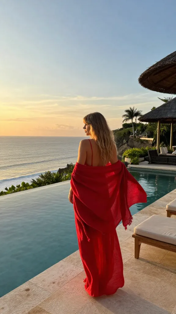 "Red (Taylor's Version)" in Bali: How to Style the Perfect Red Dress for Uluwatu Sunsets 6 The Iconic Red Scarf and Linen Wrap