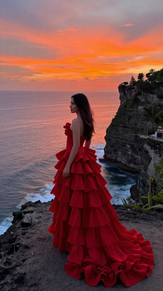 "Red (Taylor's Version)" in Bali: How to Style the Perfect Red Dress for Uluwatu Sunsets 8 Dramatic Red Ruffled Stage Style Outfits