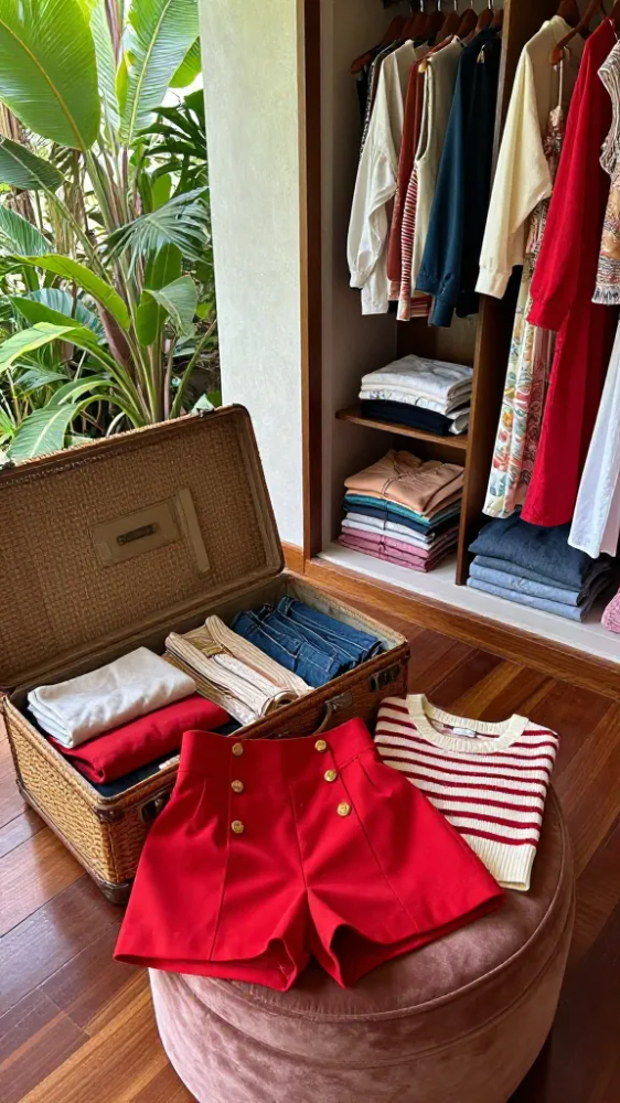 Red Era High Waisted Shorts