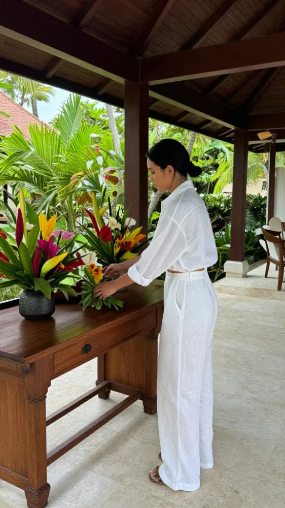 Crisp White Linen Two-Piece Sets