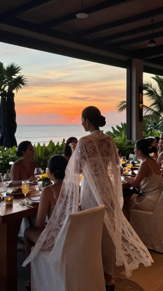 Sheer Lace Overlays for Sunset Dinners