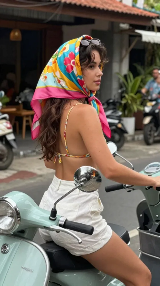 Floral Silk Scarves for Scooter Rides