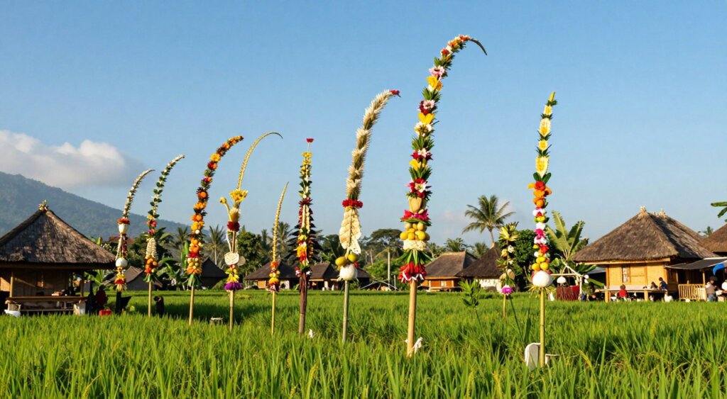 penjor bamboo poles decorated