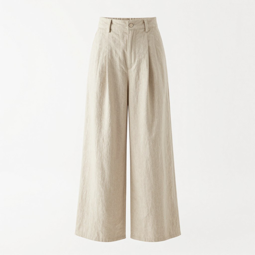 Affordable beige wide-leg pants linen blend