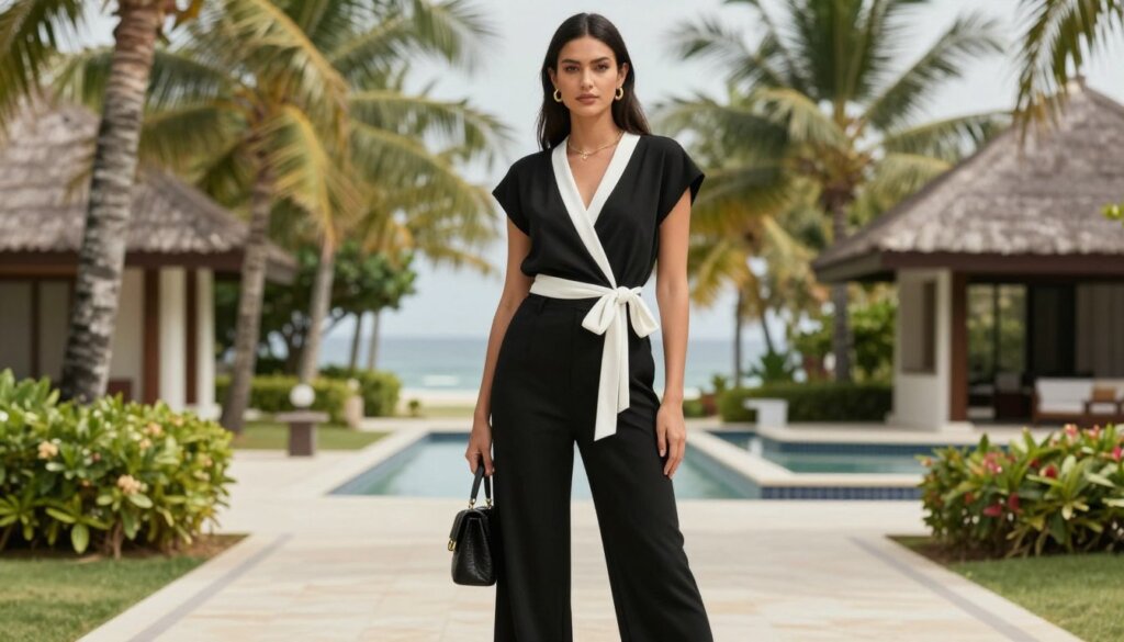 Black and white elegant vacation outfit