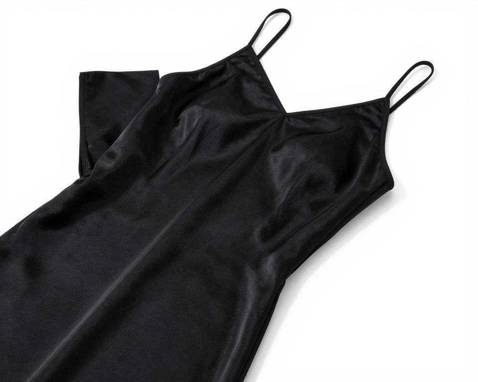 Black silk slip dress