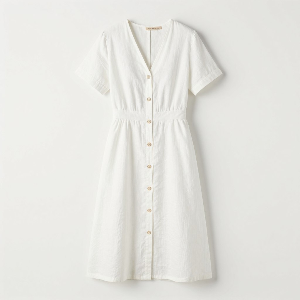 Budget-friendly white linen dress vacation style