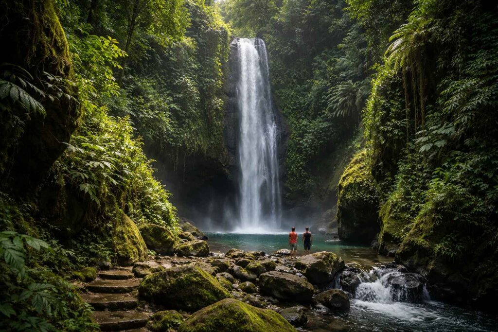 Campuhan Antapan hidden waterfall near Ubud Bali jungle trail