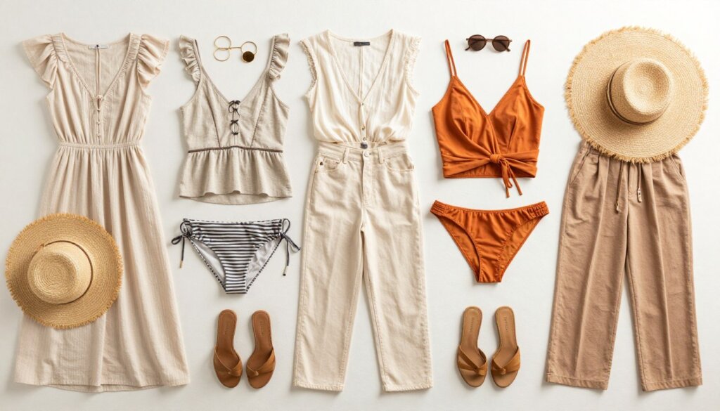 Complete Taylor Swift inspired Bali vacation wardrobe flat lay