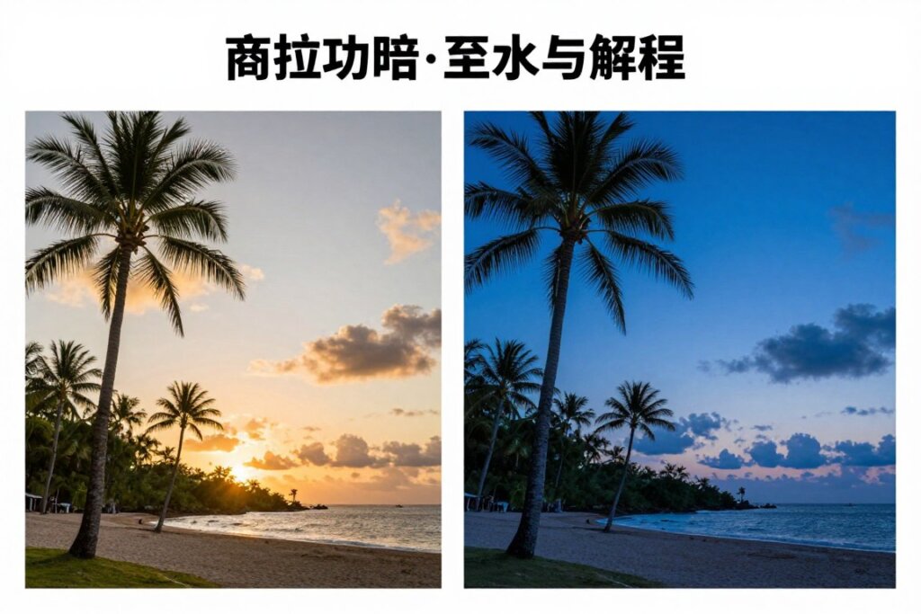 Different lighting examples for vacation photos