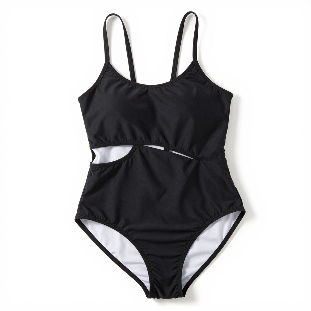 Elegant black one-piece swimsuit for Bali vacation