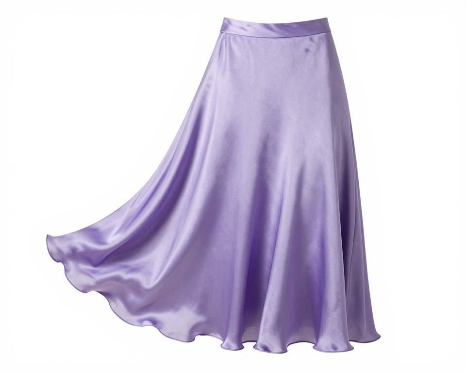Lavender satin midi skirt