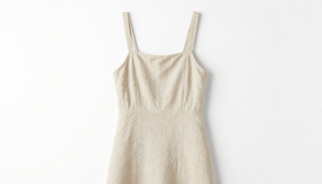 Linen midi dress in neutral beige perfect for Bali