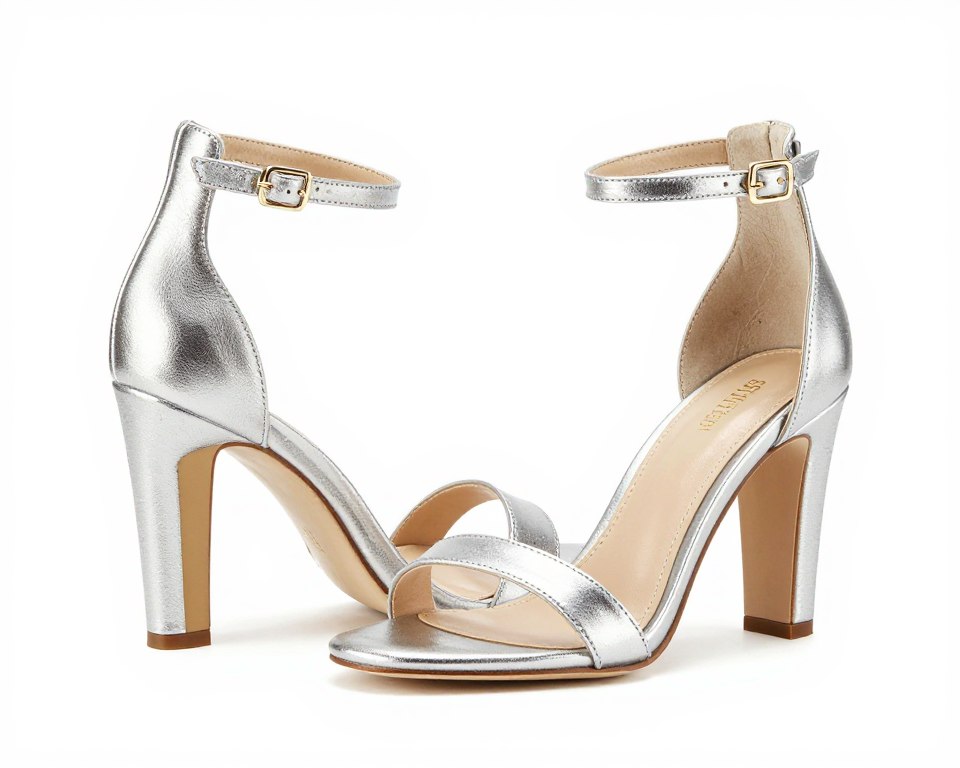Metallic strappy heels