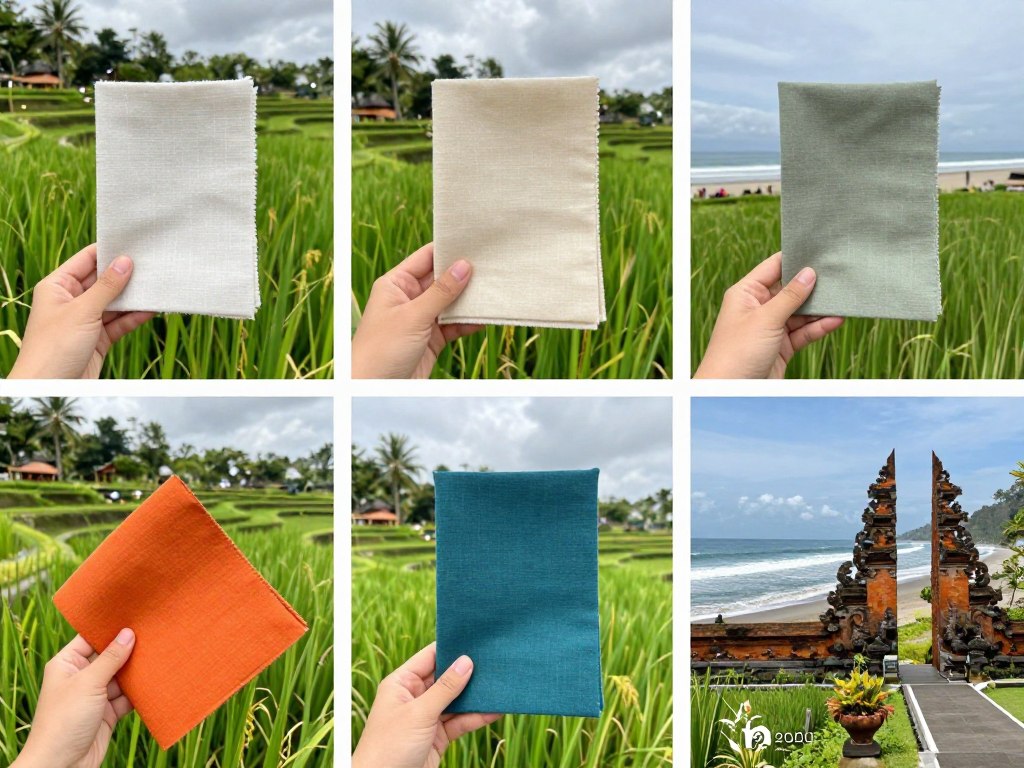 Outfit color swatches against Bali landscapes comparison