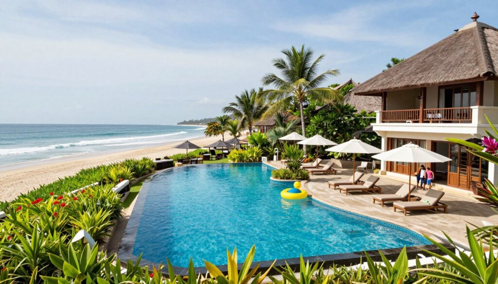 Prama Sanur Beach Resort pool and garden area with family facilities