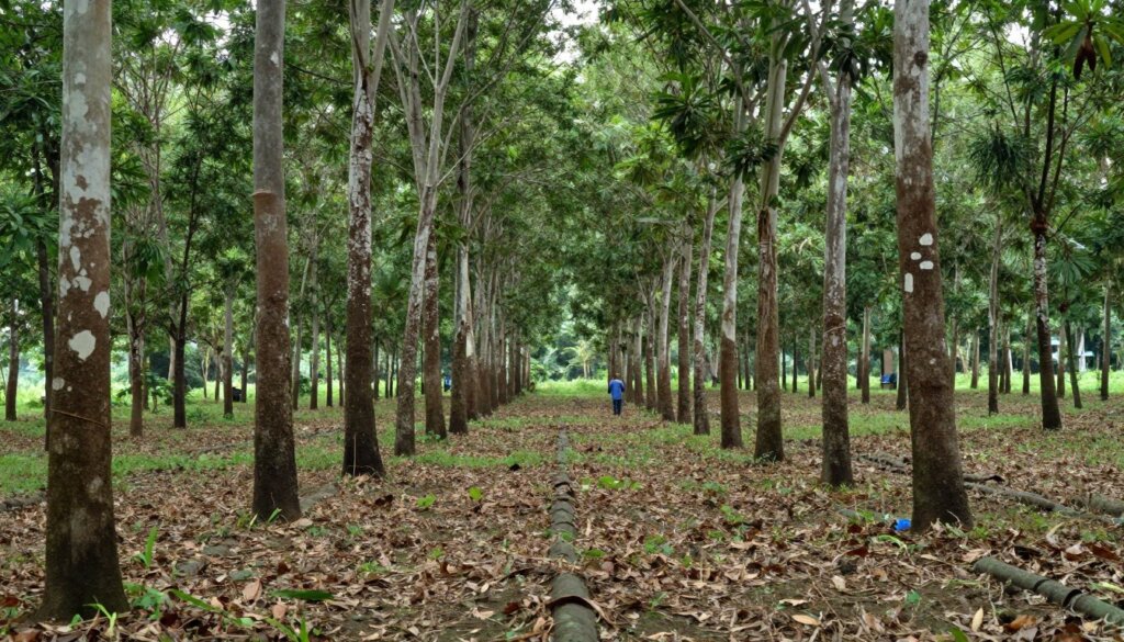 Sustainable teak plantation in Indonesia showing responsible forestry management