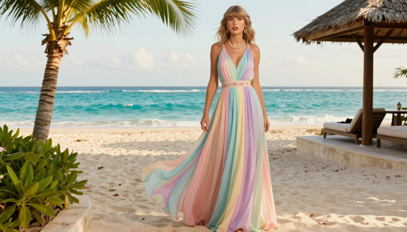 Taylor Swift Bali outfit inspiration with tropical vacation aesthetic