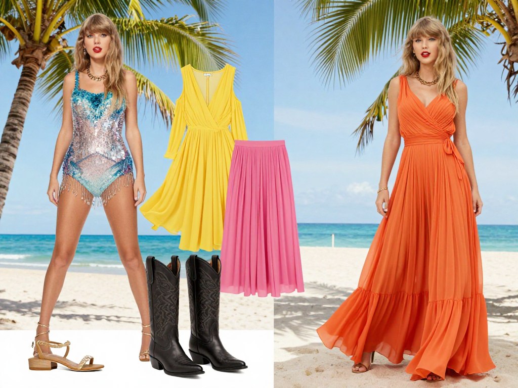 Taylor Swift fashion elements adapted for Bali beach clubs