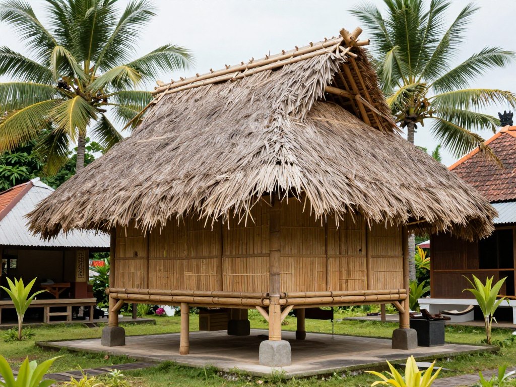 Traditional Balinese hut architecture in Indonesia