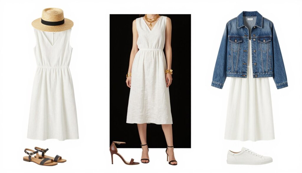 White dress styled three different ways Bali vacation outfits
