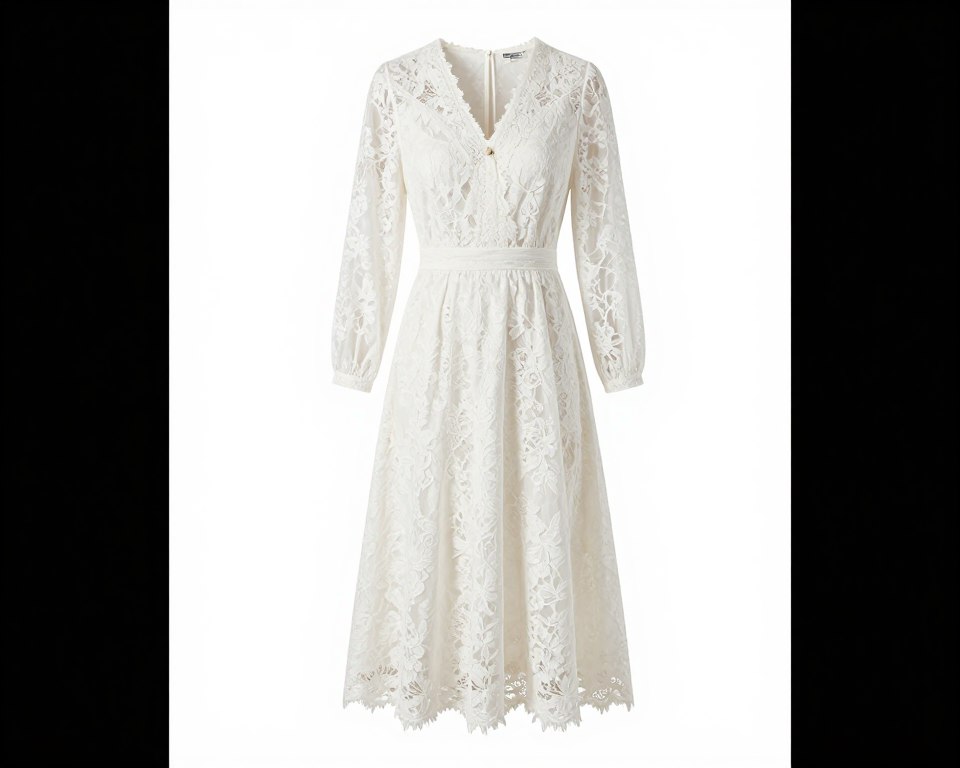 White lace midi dress vintage style